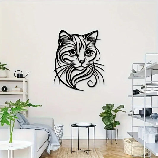 Plaque murale  de chat en métal