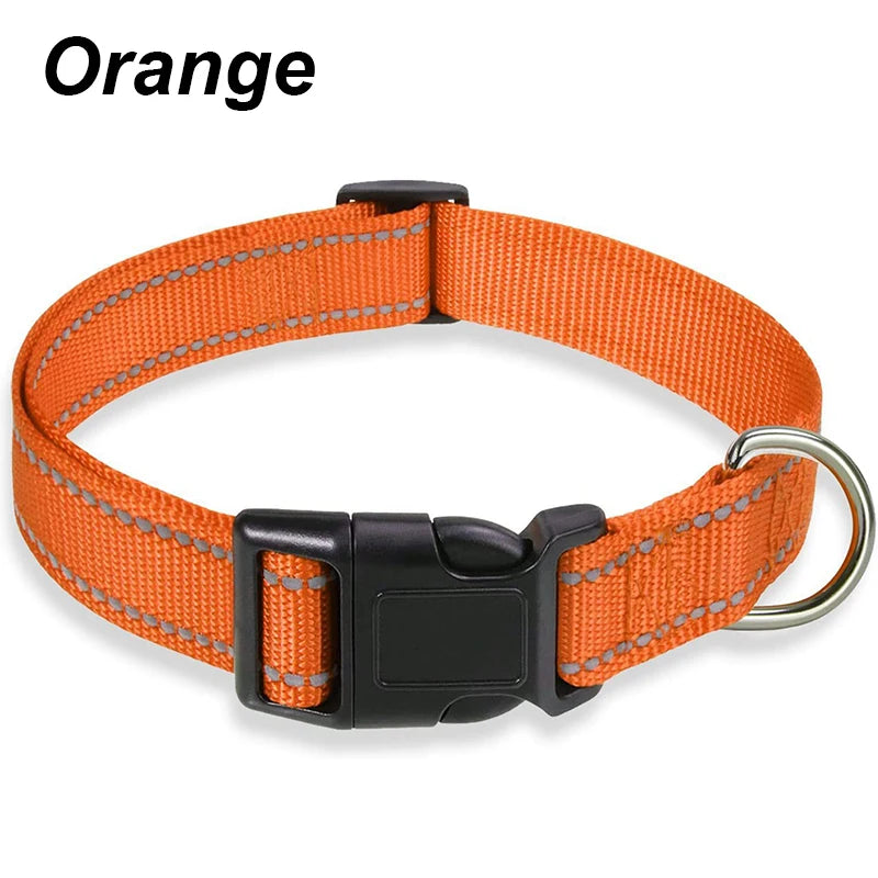Collier Réfléchissant en Nylon pour Chien – Réglable, Visible de Nuit, 7 Couleurs, S à XL