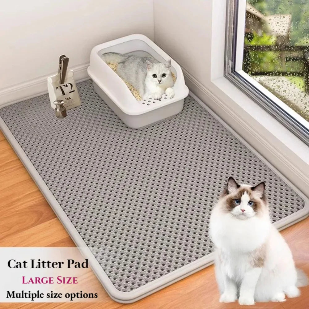 Tapis de Litière Double Couche pour Chat – Imperméable & Antidérapant