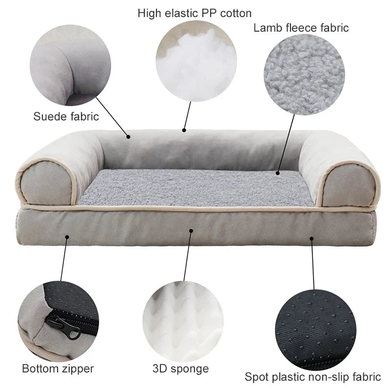 Lit Orthopédique À Mémoire de Forme pour Chien & Chat — Polaire Douce, 4 Tailles