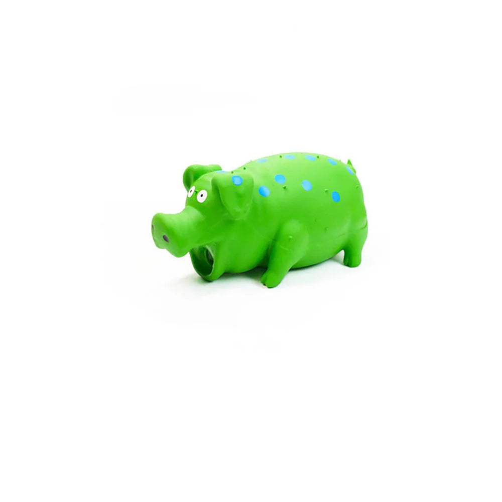 Latex huisdier speeltje in de vorm van een varken - Duurzaam kauw- en bijtspeeltje, gestippeld en piepend, voor honden en huisdieren. Accessoires voor intelligentiespellen.