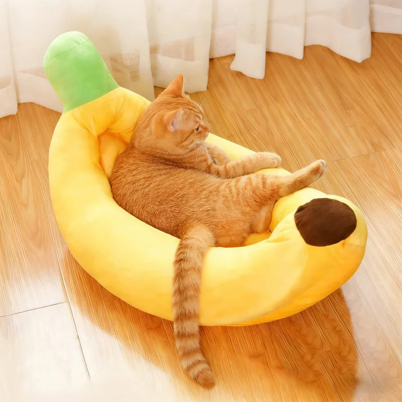 Coussin nid banane en peluche pour chien et chat