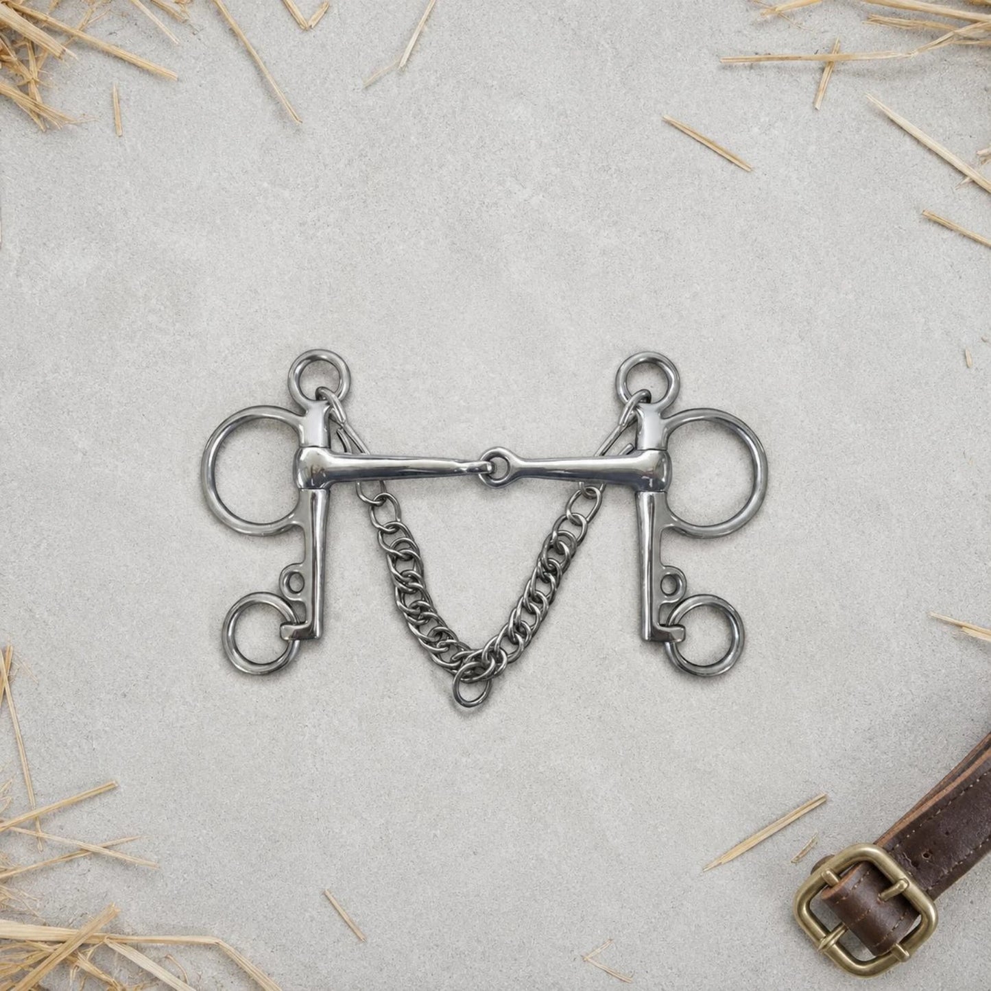 Mors Pelham Articulé en Inox avec Chaîne de Bride – 127 ou 135 mm