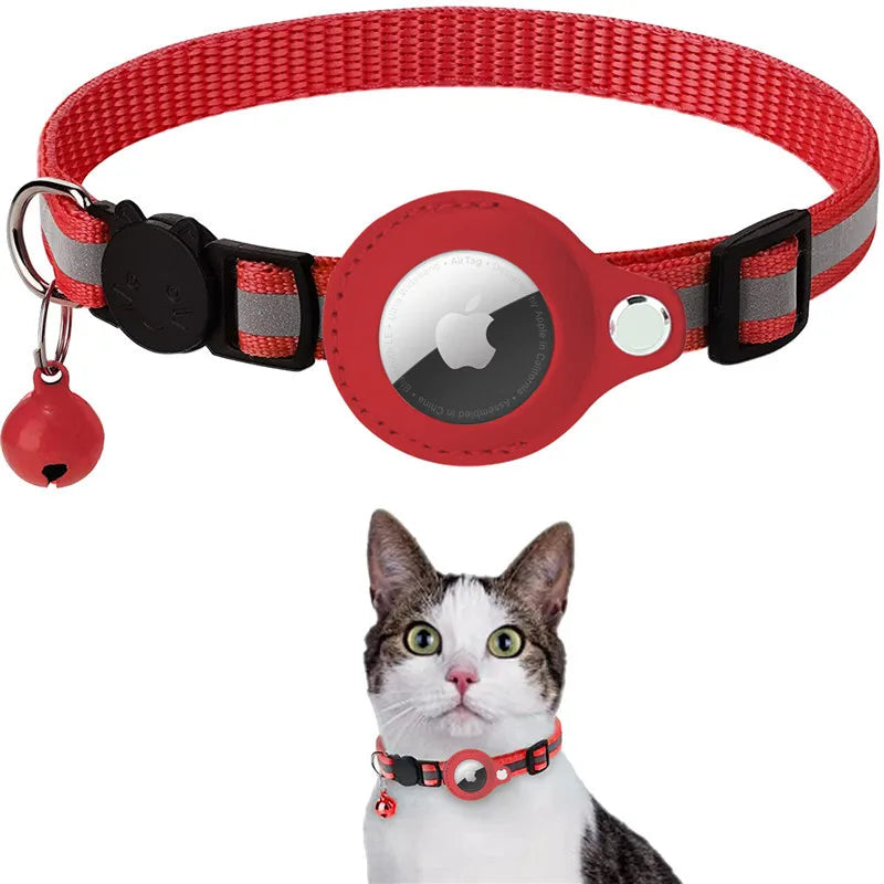 Collier pour chat avec support AirTag – Réfléchissant & Cloche