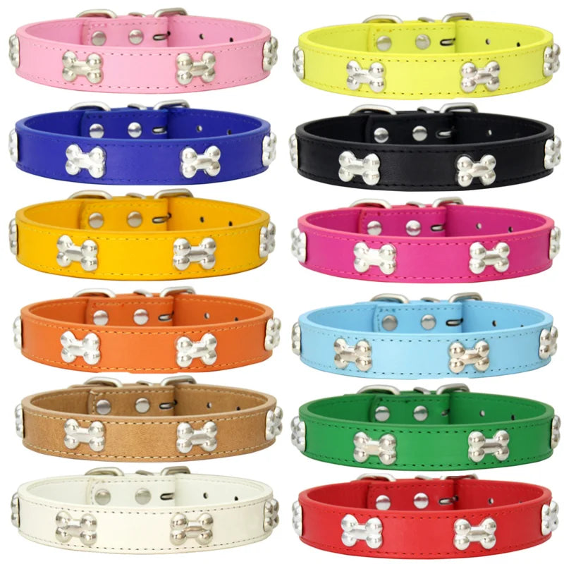 Collier en Cuir pour Chien – 16 Couleurs, Tailles XS à L