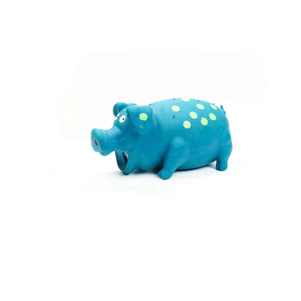 Latex huisdier speeltje in de vorm van een varken - Duurzaam kauw- en bijtspeeltje, gestippeld en piepend, voor honden en huisdieren. Accessoires voor intelligentiespellen.
