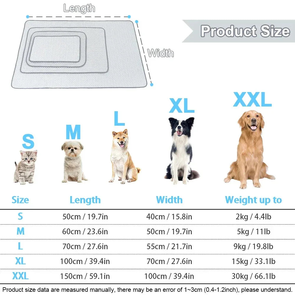 Tapis rafraîchissant pour chien, lavable, portable, pour l'été, couverture en soie glacée pour chiens et chats, tapis de couchage respirant pour canapé
