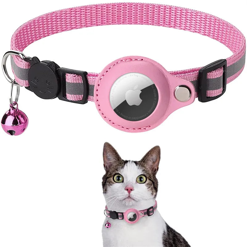 Collier pour chat avec support AirTag – Réfléchissant & Cloche