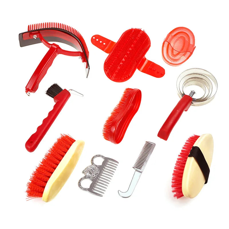 Kit de Toilettage Complet pour Cheval – 10 Pièces avec Sac