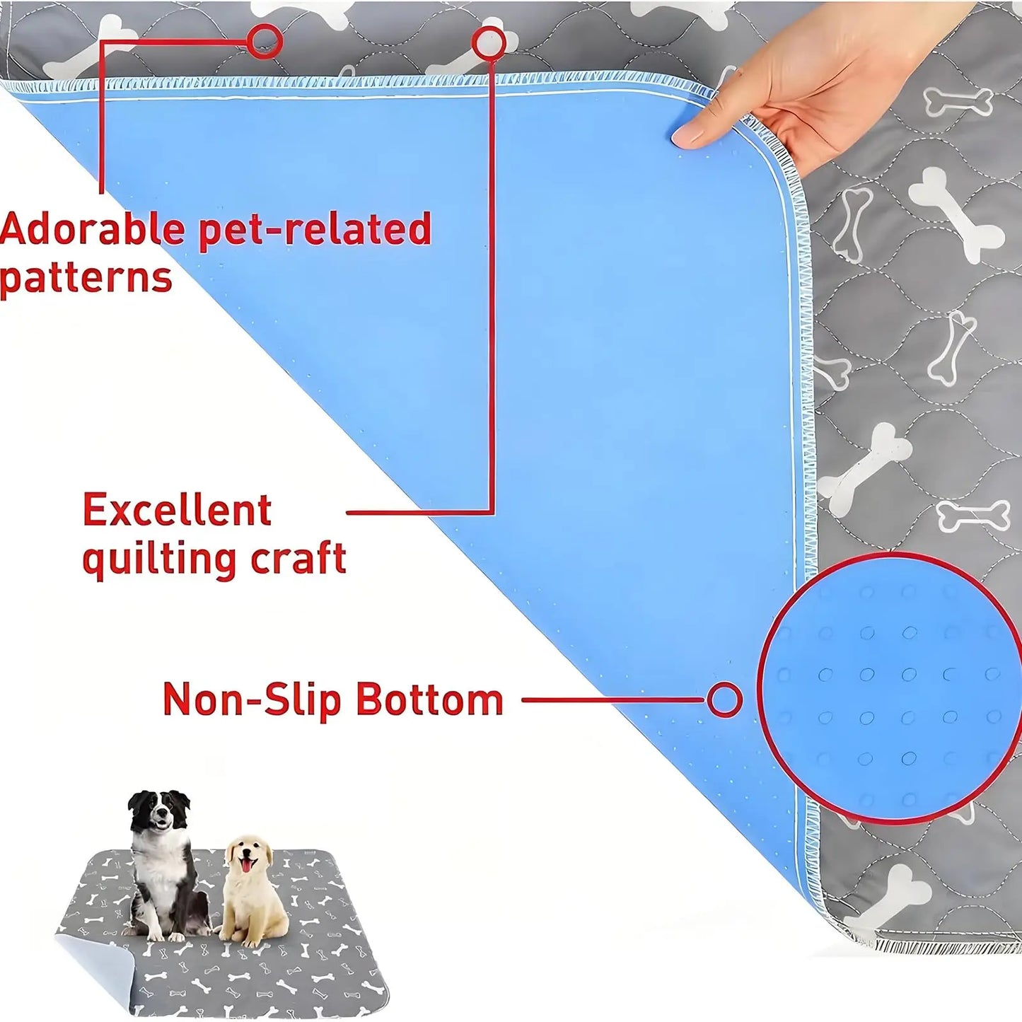Tapis de Propreté Lavable pour Chiot — Anti-Fuites, Anti-Odeurs & Phéromones