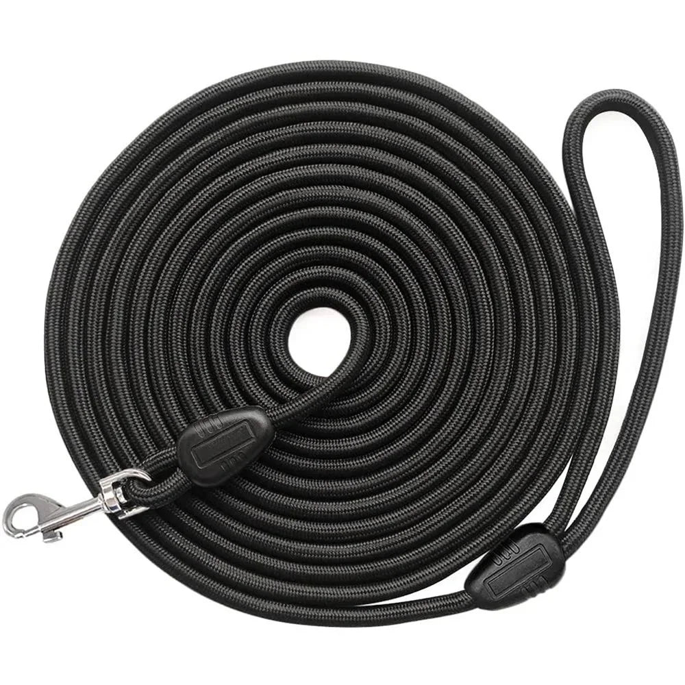 Longue Laisse de Dressage en Nylon pour Chien – 5M / 10M / 15M, Mousqueton Métal