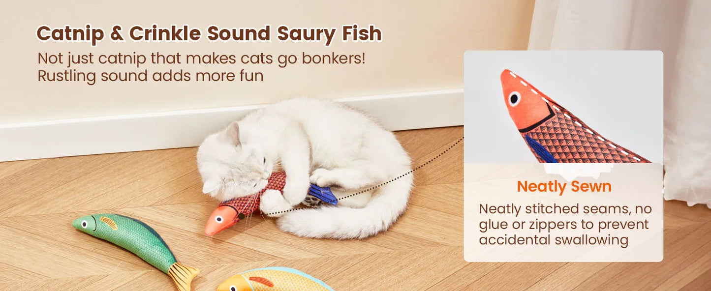 Kattenspeeltjes in visvorm, kattenkruid kauwspeeltjes, zacht en duurzaam, interactief speelgoed voor kittens met geluid en kauw- en bijtspeeltjes, kattenaccessoires