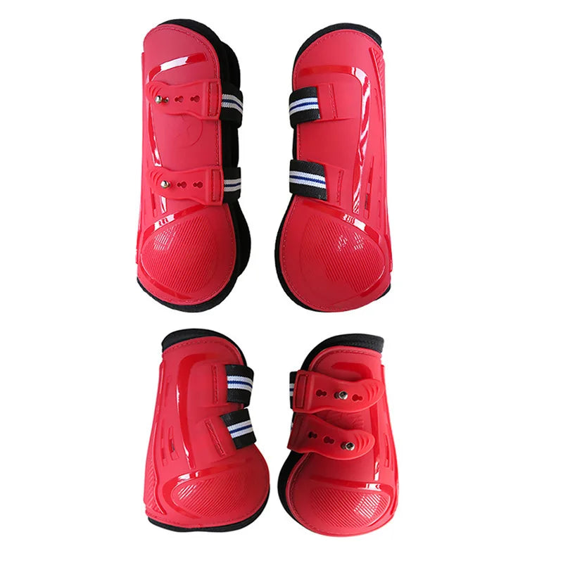 Set van 4 paardenbeenbeschermers, open voorkant, voor springen, optimale peesbescherming, klassieke en ademende paardensportuitrusting