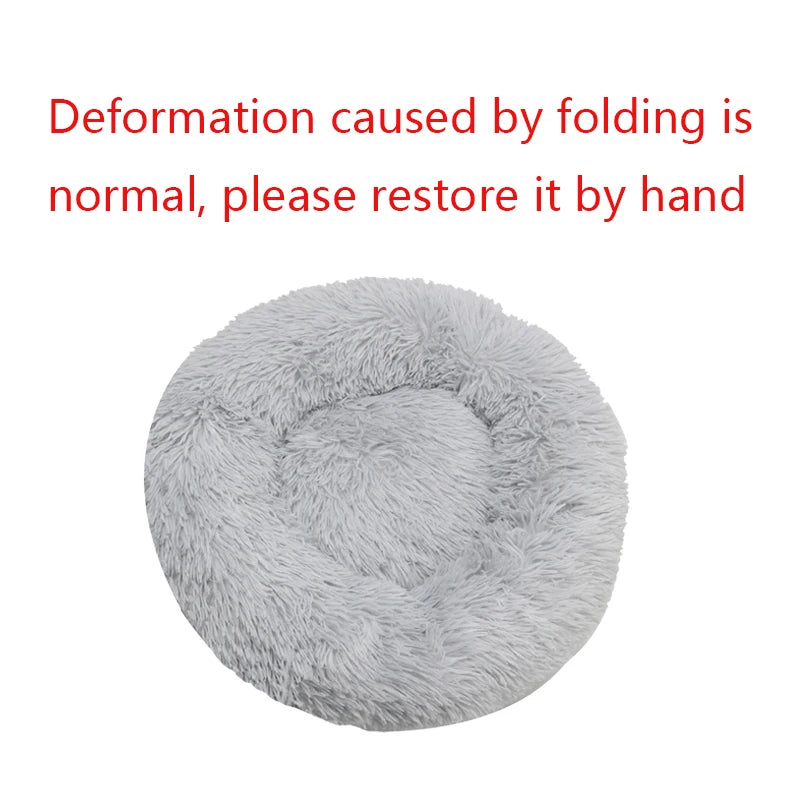Lit rond en peluche pour chien et chat – Lavable, toutes saisons (40 à 90 cm)