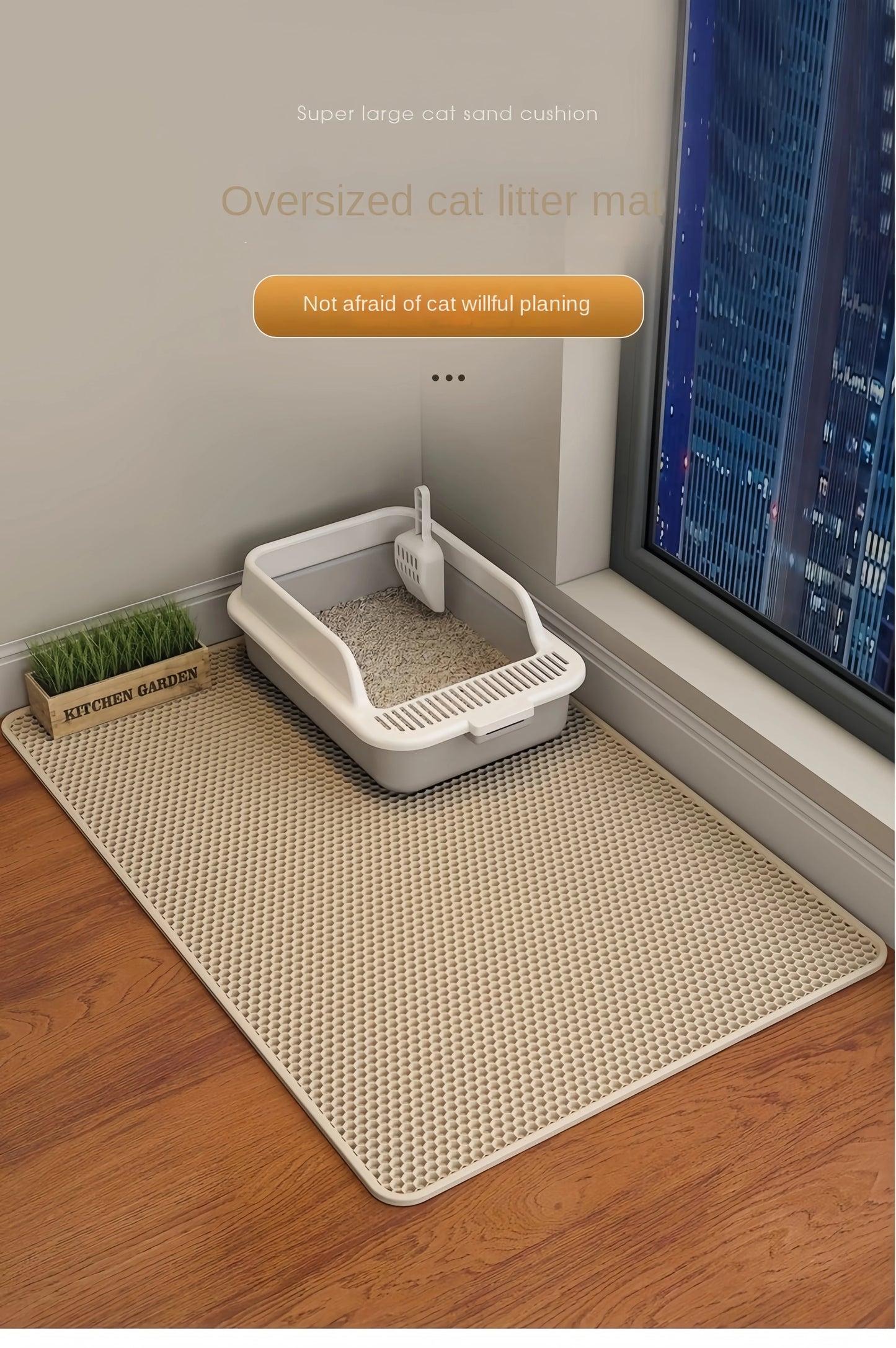Waterdichte, dubbellaagse kattenbakmat, antislip, wasbaar. Huisdierreiniging.