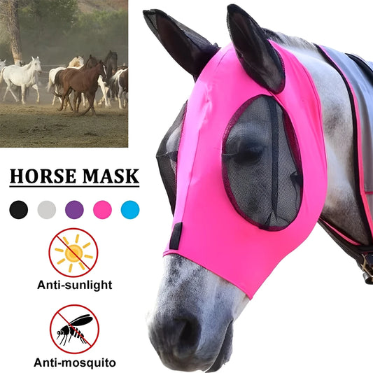 Masque anti-mouches cheval avec oreilles – Lycra respirant UV60
