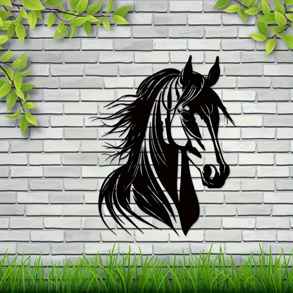 Charmante tête de cheval décorative murale en métal