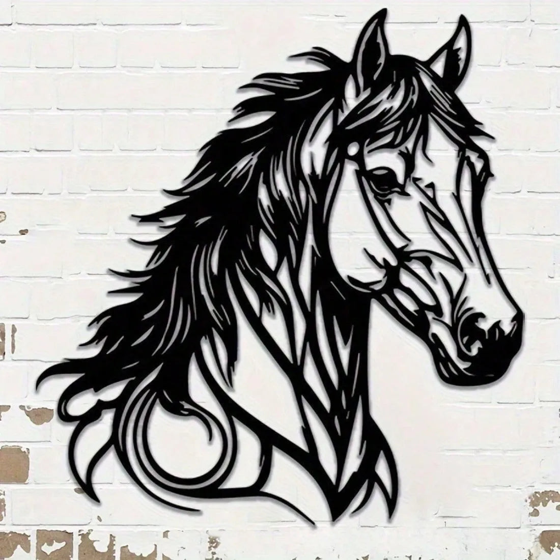 Metalen paardenwanddecoratie, waterdicht en roestvrij, paardencadeau voor thuis of op kantoor, moderne en duurzame stijl voor slaapkamer, badkamer en woonkamer.