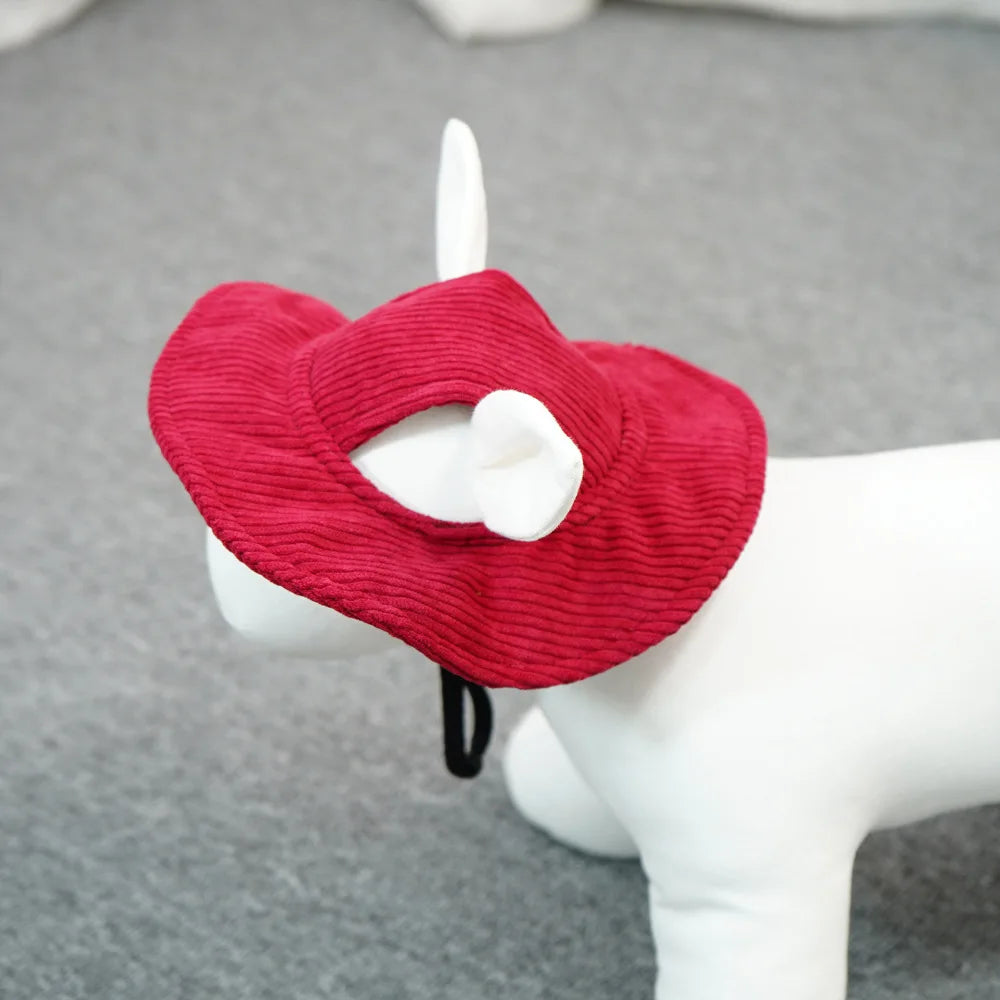 Chapeau pour Chien Anti-UV Réglable – Tailles XS à XL, Velours Côtelé
