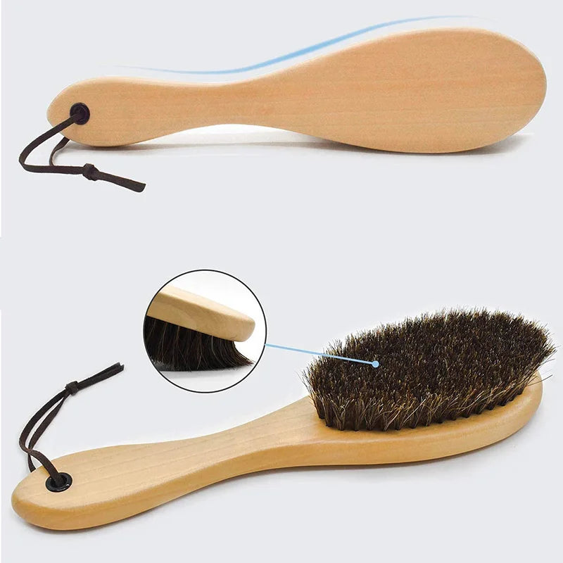 Brosse à poils de cheval — manche en bois