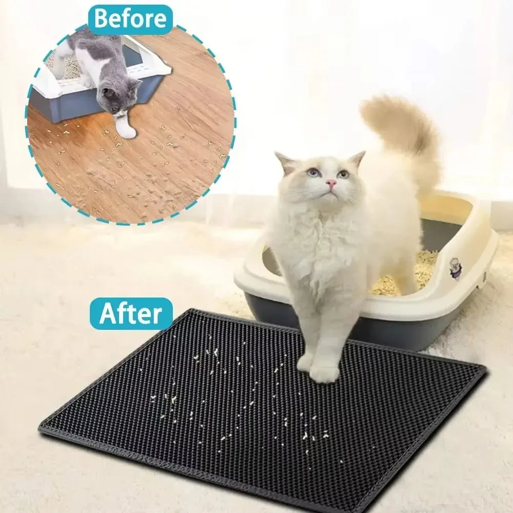 Tapis de Litière Double Couche pour Chat – Imperméable & Antidérapant