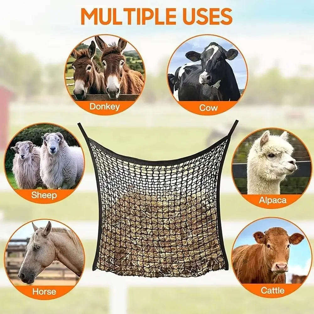 1 stuk nieuwe slowfeed hooinet hangend 80x90cm paardenhooinet grote capaciteit hooivoederzak voor paarden geiten schapen