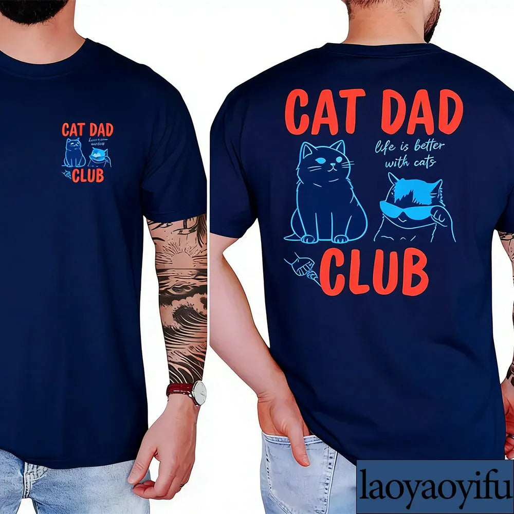 T-shirt Cat Dad Club — Homme | Coton Graphique Manches Courtes