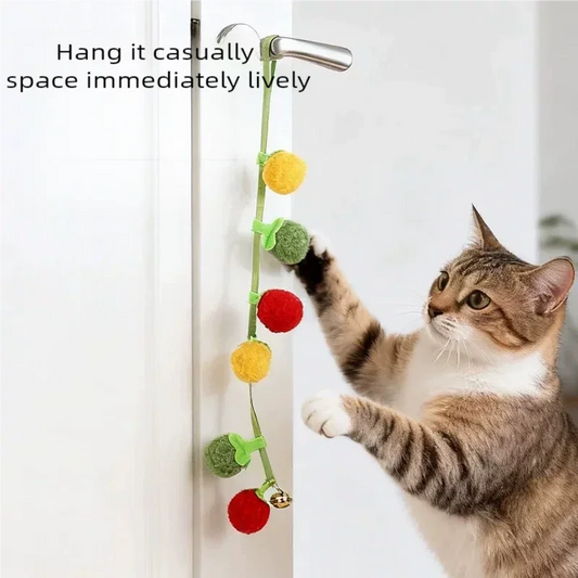 Jouet Tomate pour Chat — Ficelle avec Clochette & Herbe à Chat, Lot de 1, 3 ou 5