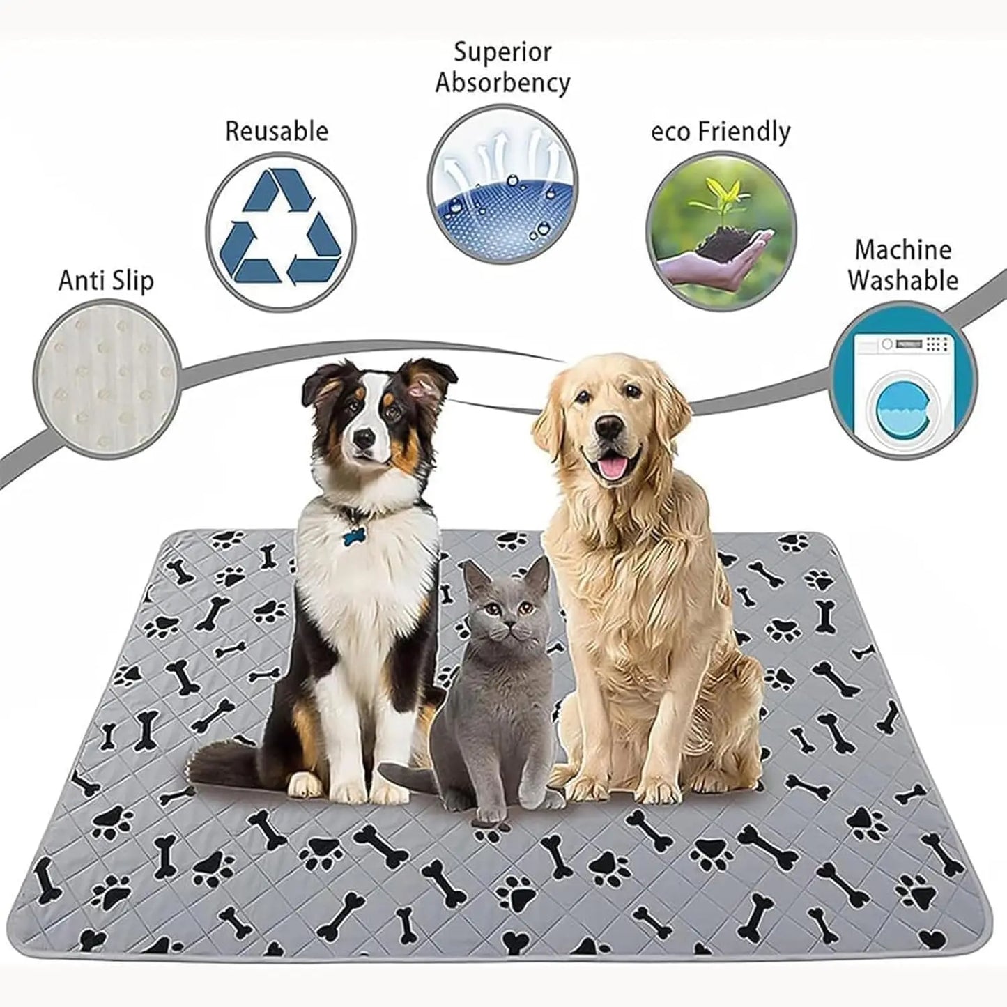 Tapis de Propreté Lavable pour Chiot — Anti-Fuites, Anti-Odeurs & Phéromones