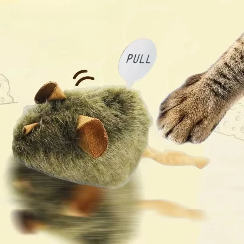 Kattenspeeltje, realistische piepende muis, geluid geactiveerd door sensor, kleine pluchen muis, leuk en stimulerend speeltje voor de kat.