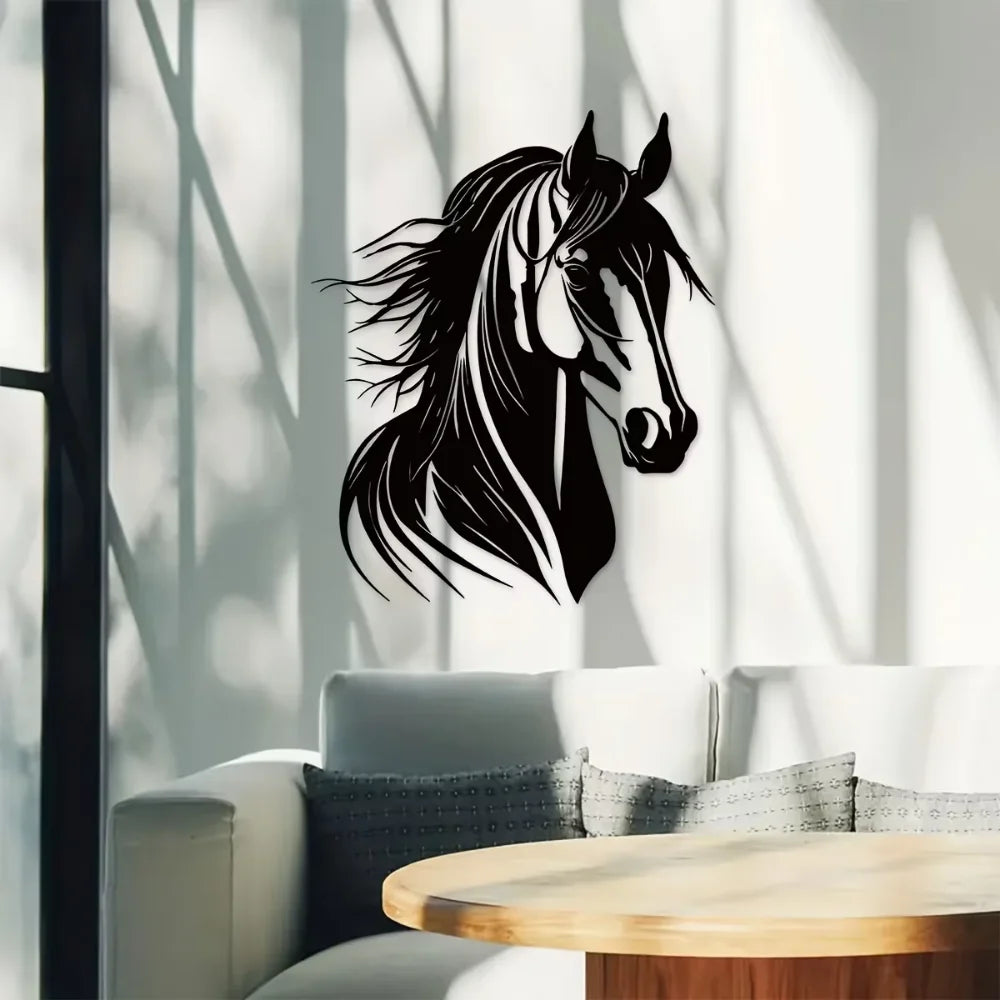 Charmante tête de cheval décorative murale en métal