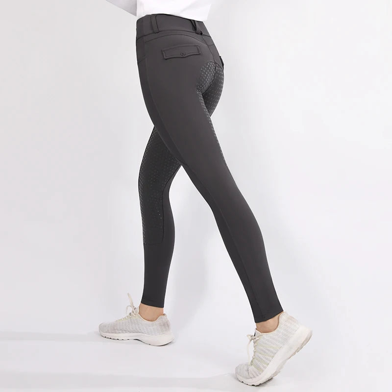 MXLLINA Rijlegging Dames Sportlegging Full Silicone 4-Weg Stretch Paardrijbroek met Telefoonzak Kleding