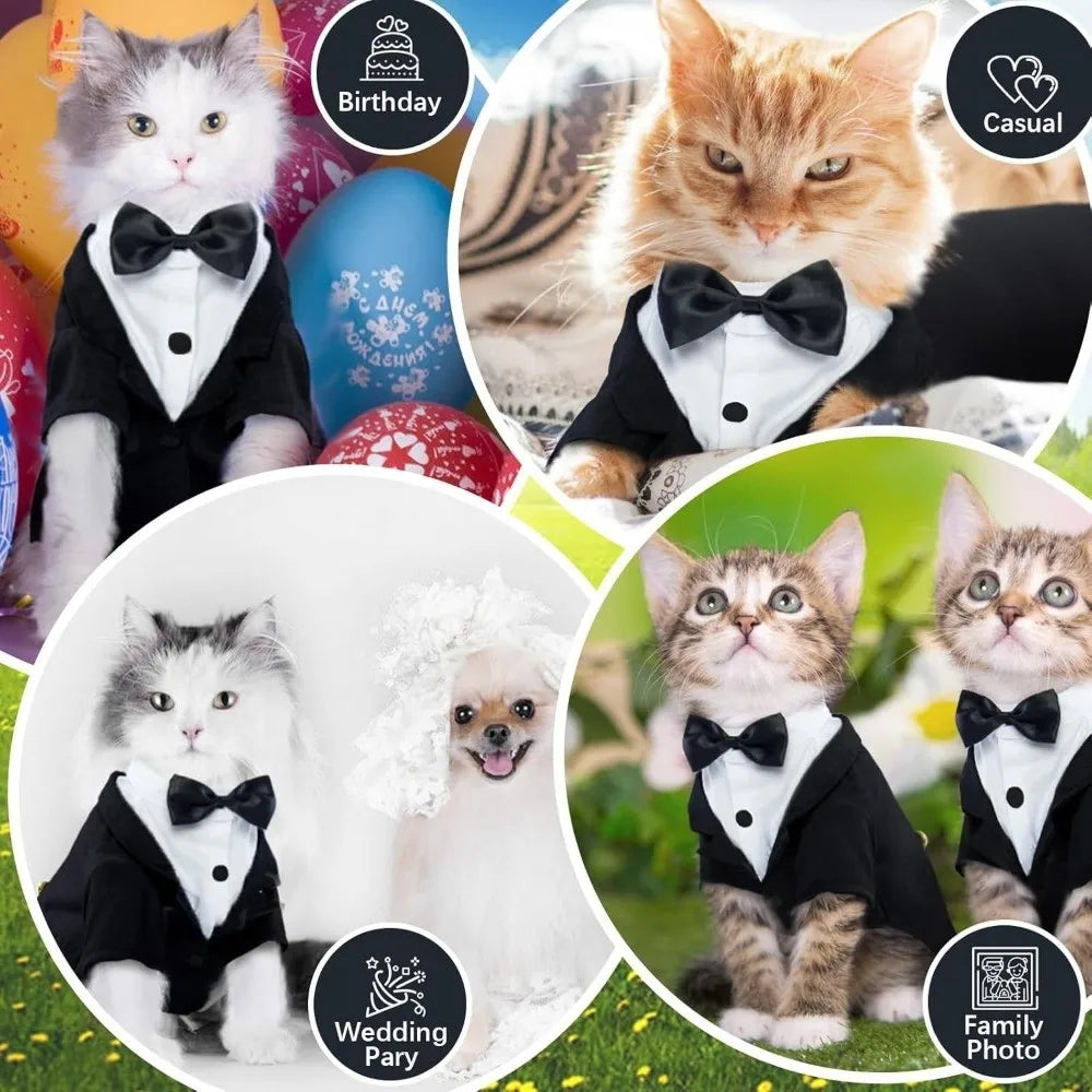 Kattenshirt/vest - Kattenkleding - Verjaardagsoutfit - Formele outfit - Kattenshirt - Kleding voor huisdieren - Kattenvest voor bruiloft of verjaardag