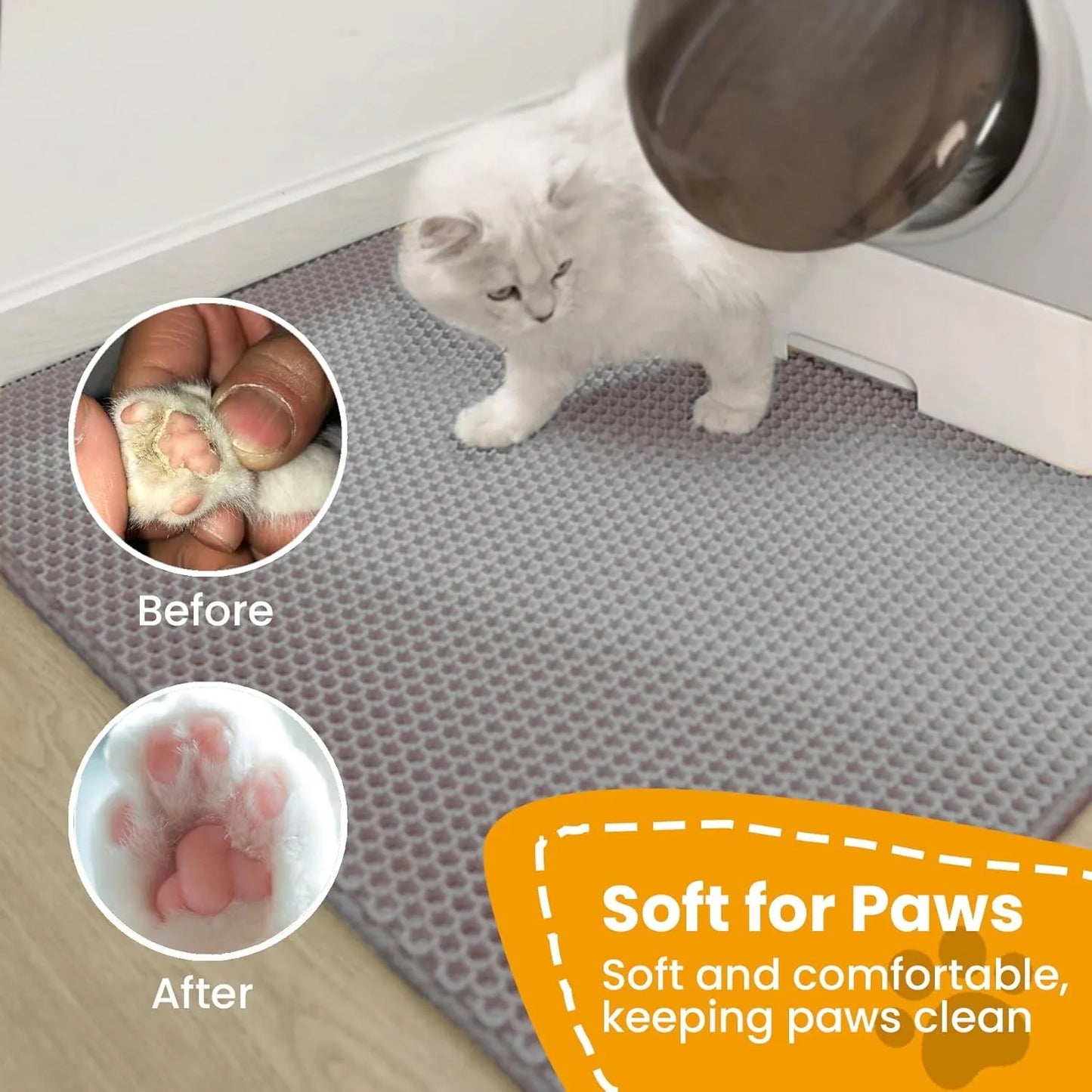 Dubbellaagse kattenbakmat, slijtvast, waterdicht en antislip.