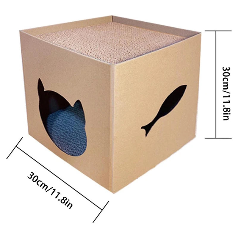 Maison Griffoir en Carton pour Chat & Lapin