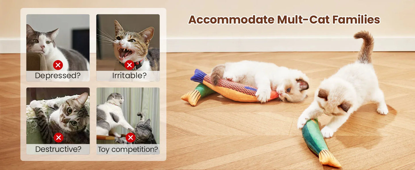 Kattenspeeltjes in visvorm, kattenkruid kauwspeeltjes, zacht en duurzaam, interactief speelgoed voor kittens met geluid en kauw- en bijtspeeltjes, kattenaccessoires