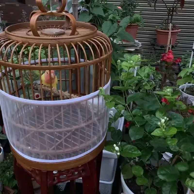 Housse universelle pour cage à oiseaux en maille de nylon, pare-graines, jupe de protection, filet souple, facile à nettoyer, anti-poussière, aérée, fournitures pour animaux de compagnie, cage à oiseaux