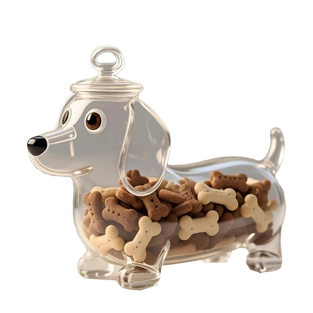 Pot à friandises en verre – Design teckel mignon avec couvercle hermétique