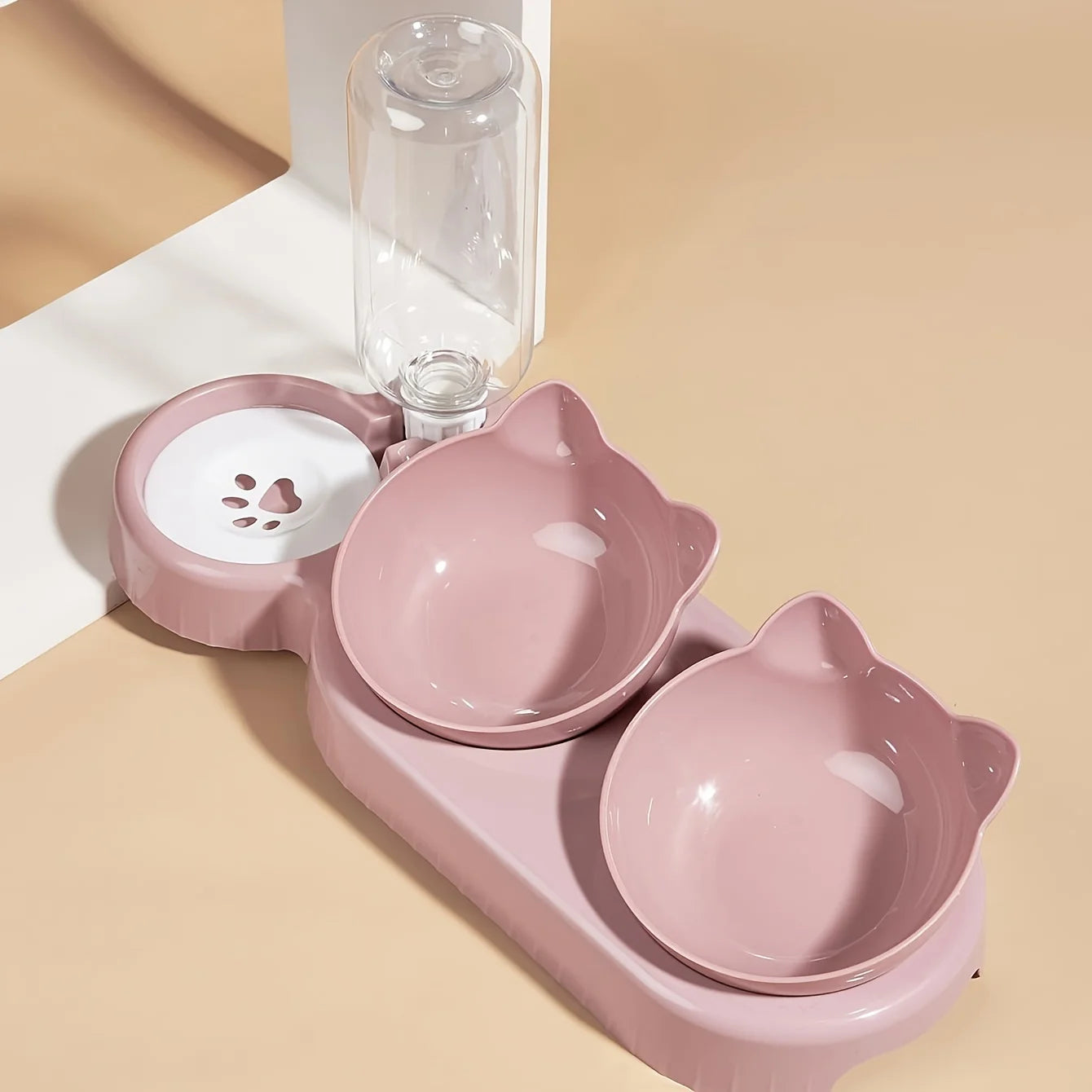 Ensemble 3 en 1 gamelle et distributeur d’eau pour chat