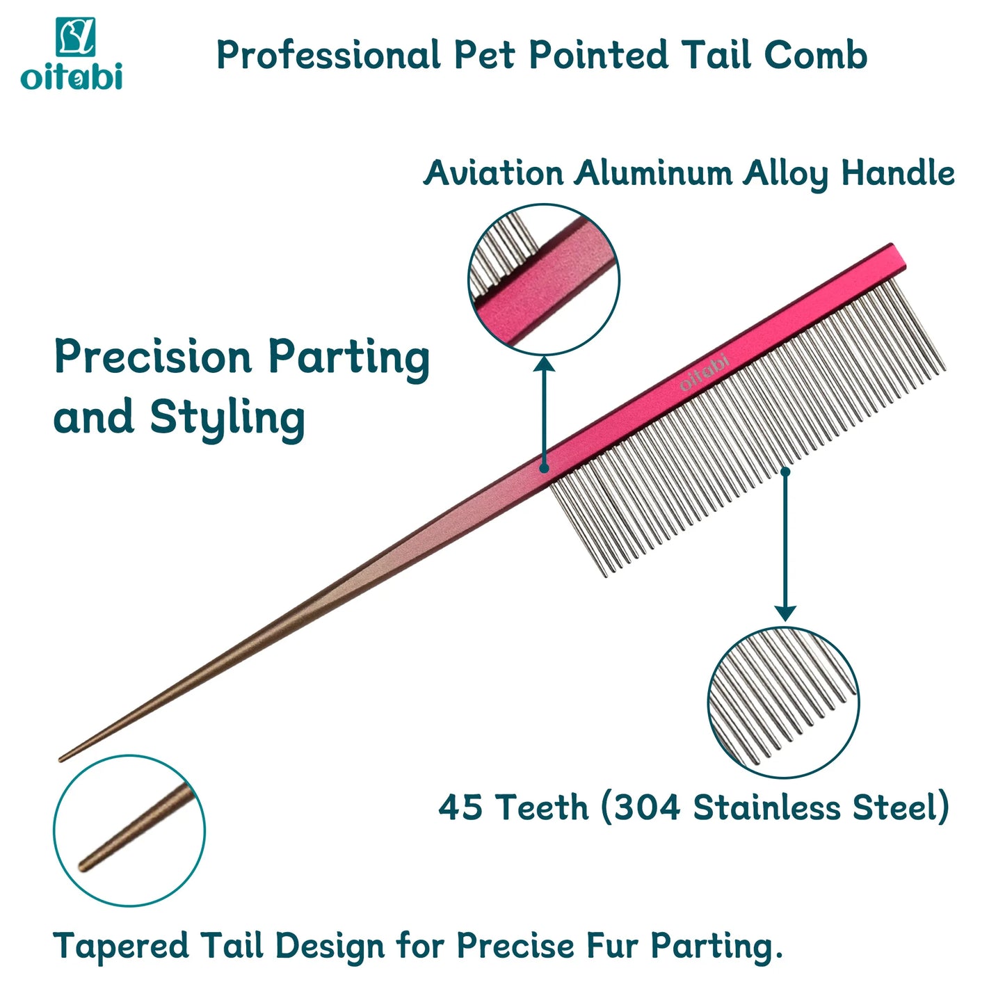 Peigne de Toilettage Professionnel OITABI pour Chat & Chien – Aluminium & Inox