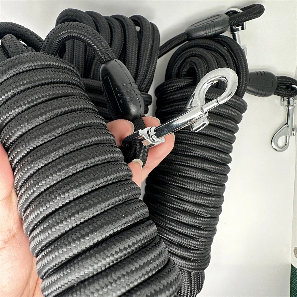 Longue Laisse de Dressage en Nylon pour Chien – 5M / 10M / 15M, Mousqueton Métal
