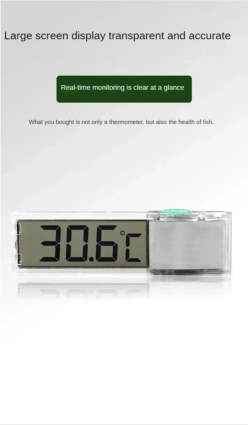 Thermomètre Digital Adhésif pour Aquarium – Affichage LCD Transparent, ±0,1°C, Or / Argent