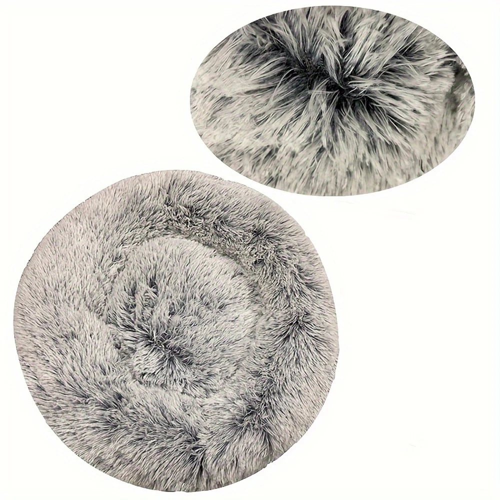 Lit rond en peluche pour chien et chat – Lavable, toutes saisons (40 à 90 cm)