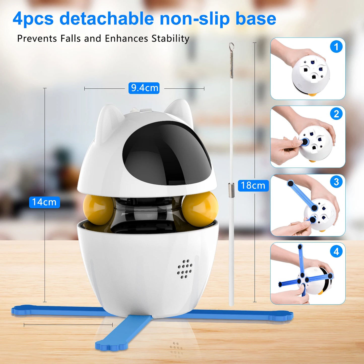 Jouet Interactif 4 en 1 pour Chat – Laser, Plume & Balle | Rechargeable USB