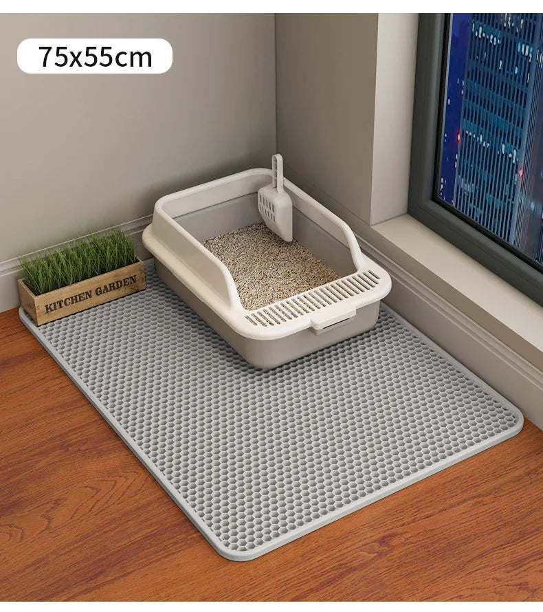 Waterdichte, dubbellaagse kattenbakmat, antislip, wasbaar. Huisdierreiniging.