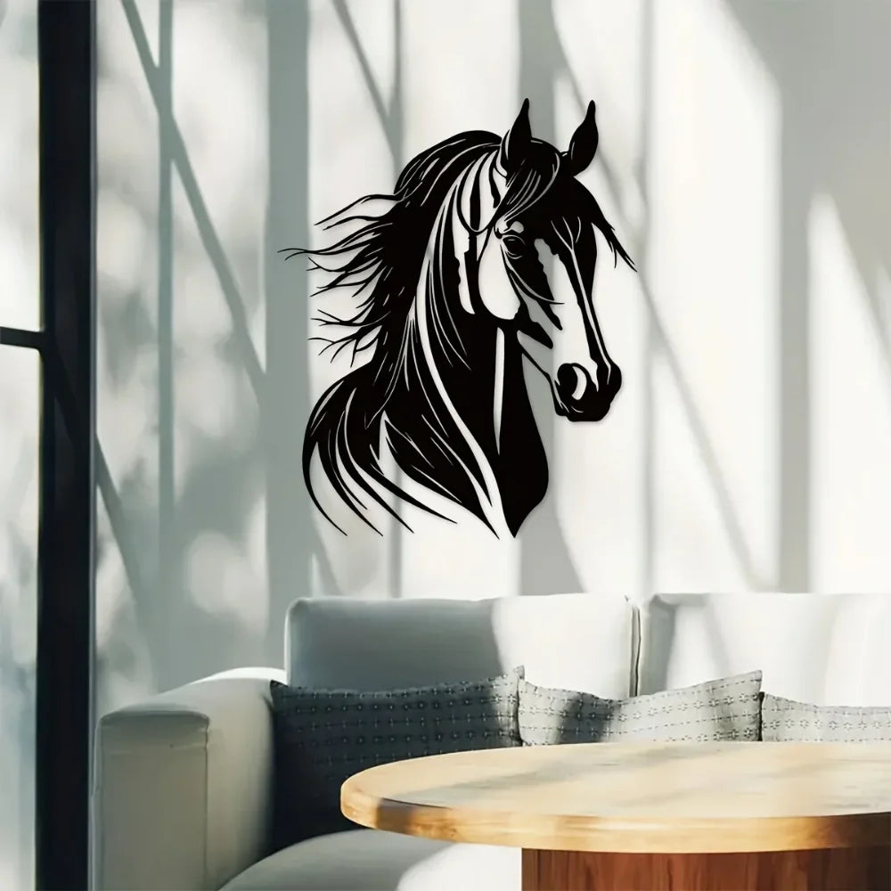 Charmante tête de cheval décorative murale en métal