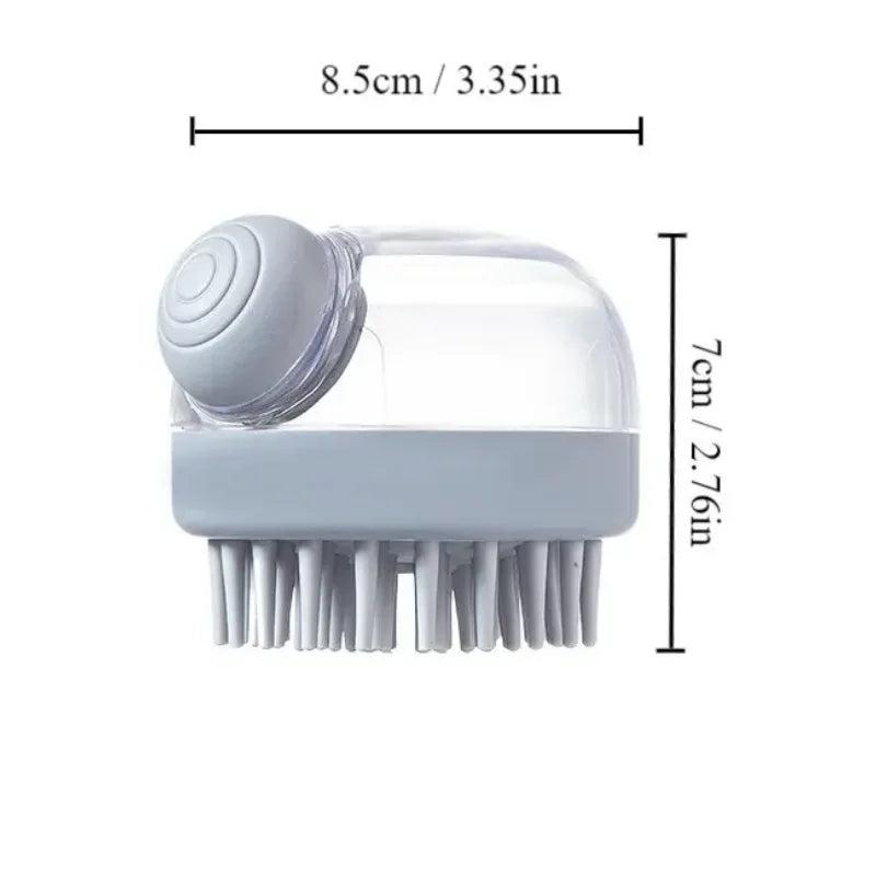 Brosse de Bain Massante en Silicone pour Chien & Chat – Distributeur de Shampoing Intégré