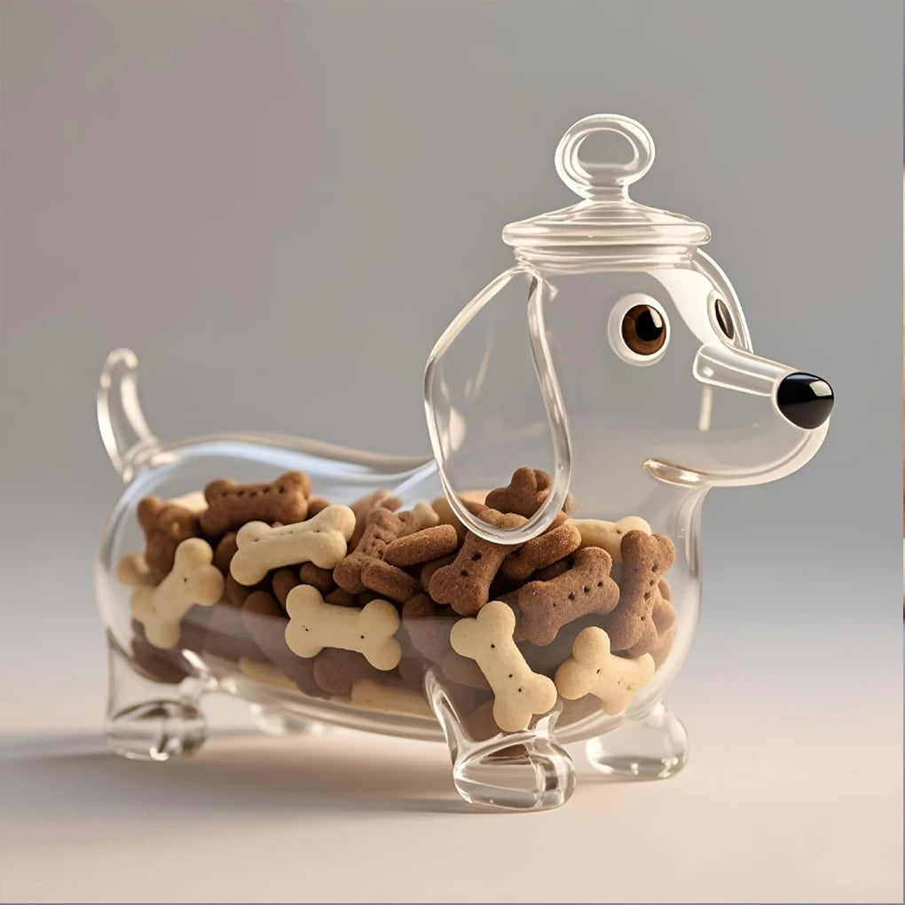 Pot à friandises en verre – Design teckel mignon avec couvercle hermétique