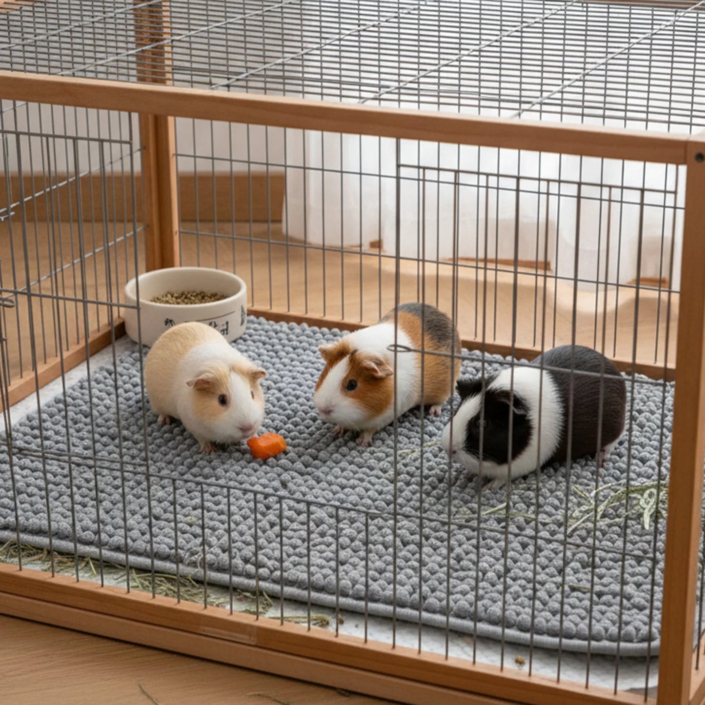 Tapis de cage en chenille polaire antidérapant et lavable pour cochon d'Inde, lapin, hamster et petits animaux