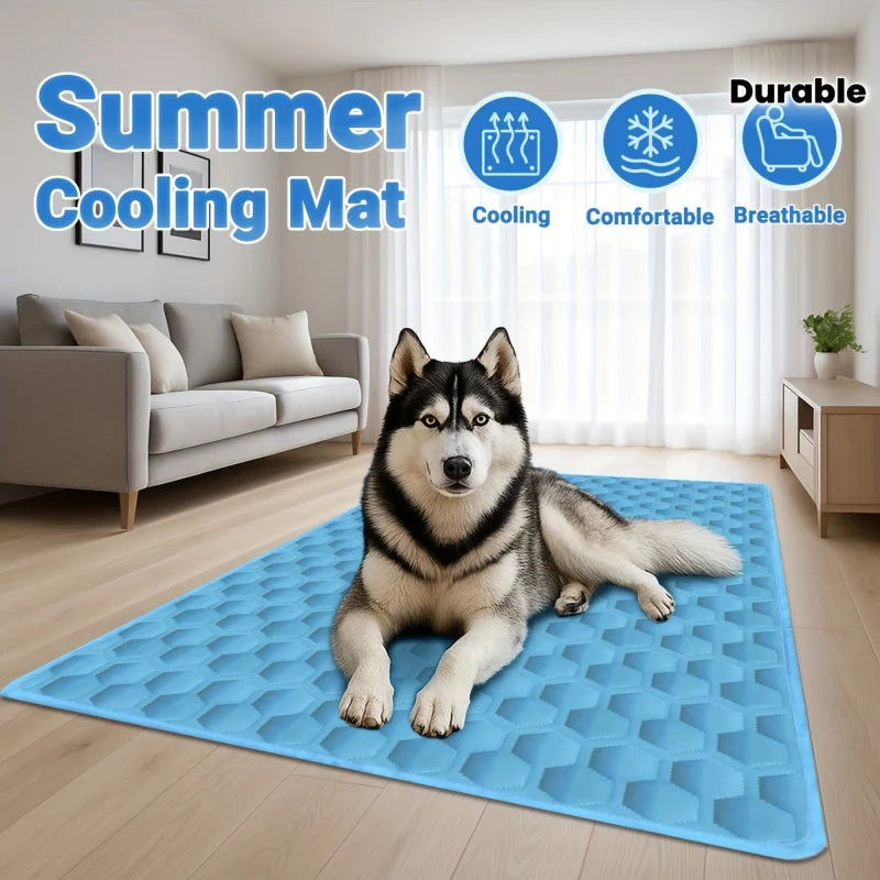 Tapis rafraîchissant pour chien, lavable, portable, pour l'été, couverture en soie glacée pour chiens et chats, tapis de couchage respirant pour canapé